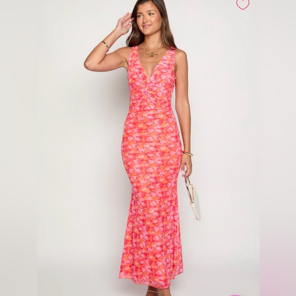 Beginning Boutique Pink Floral Maxi Dress